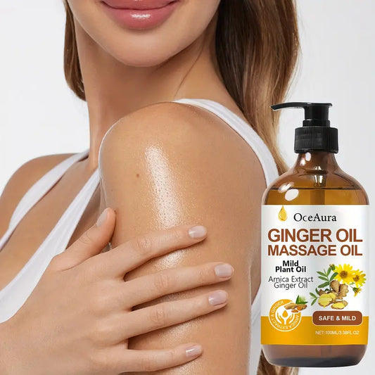 ÓLEO DE MASSAGEM DE GENGIBRE E EXTRATO DE ARNICA DE 100ml COM GLICERINA E VITAMINA E - SEM ÁLCOOL E INGREDIENTES NATURAIS