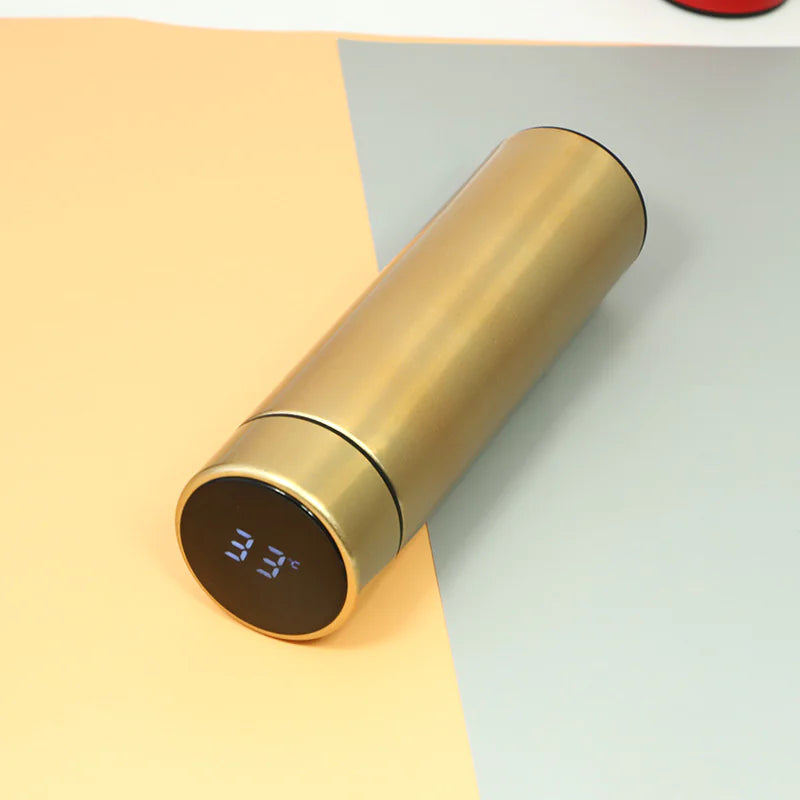 GARRAFA TÉRMICA INTELIGENTE EM AÇO INOXIDÁVEL, COM DISPLAY LED