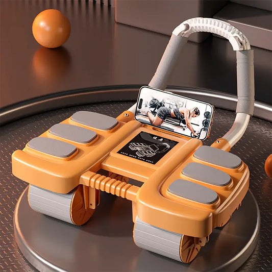 ROLO ABDOMINAL DE REBOTE AUNTOMÁTICO COM ALMOFADAS DE SUPORTE PARA COTOVELO (SMART AB ROLLER)