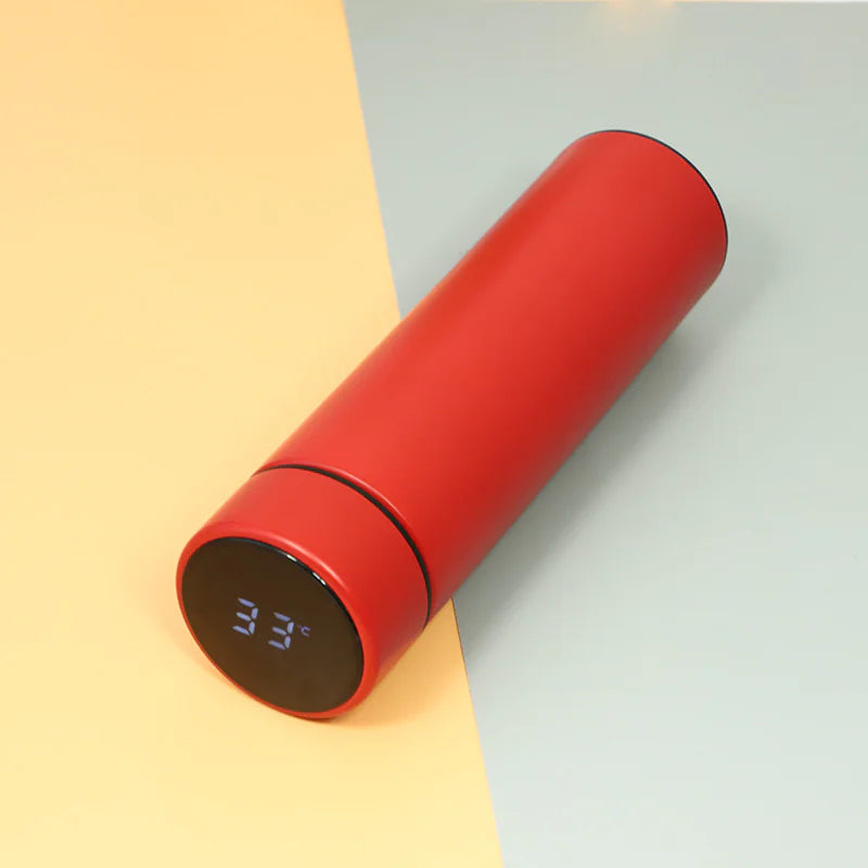 GARRAFA TÉRMICA INTELIGENTE EM AÇO INOXIDÁVEL, COM DISPLAY LED
